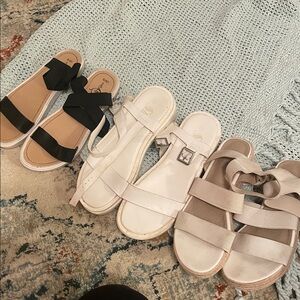 Stylish Sandal Trio in Black, White, and Tan